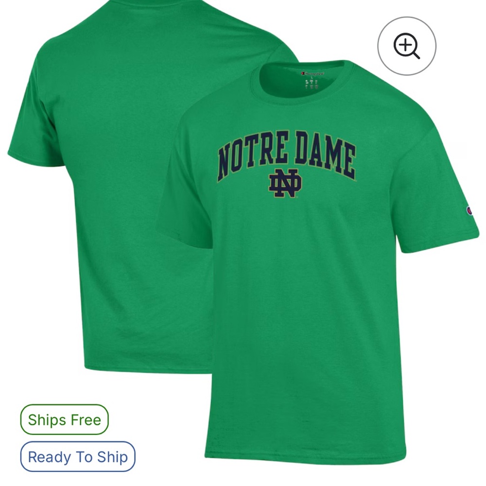 Champion Green Notre Dame Game Day Tee